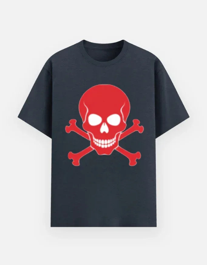 Red Skull and Crossbones T-Shirt - VIVA ENTERPRISES 
