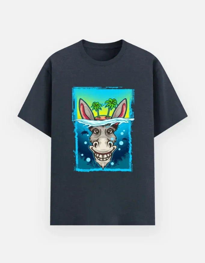 Funny Donkey Underwater Cartoon Graphic T-Shirt - VIVA ENTERPRISES 