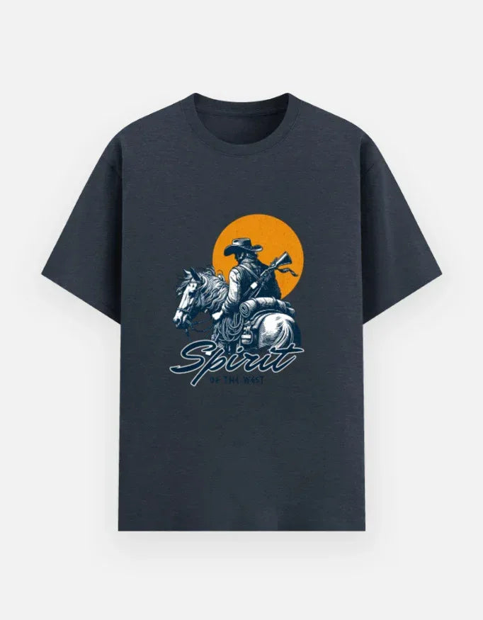 Spirit of the Wild Cowboy Sunset Tee - VIVA ENTERPRISES 