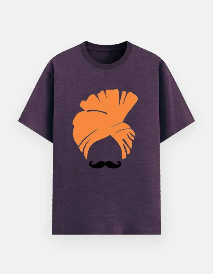 Turban and Mustache Graphic Black T-Shirt - VIVA ENTERPRISES 