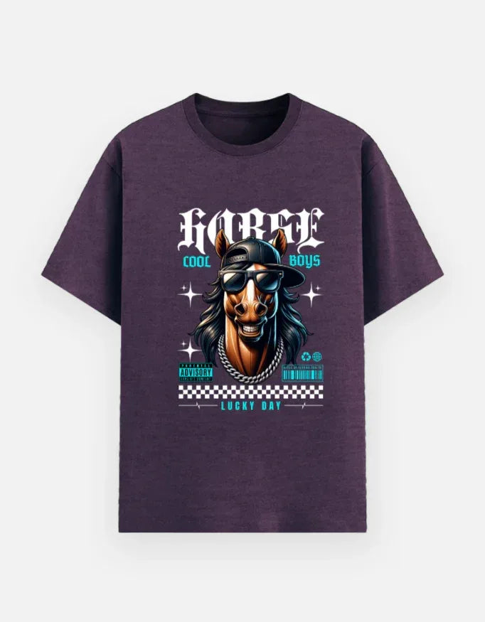 Lucky Day Horse Graphic Street Style T-Shirt - VIVA ENTERPRISES 