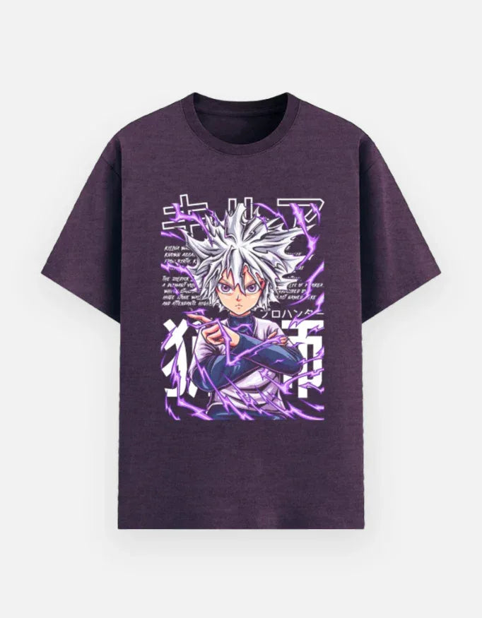 Electric Aura Anime Character Oversized Tee – Trendy Look - VIVA ENTERPRISES 