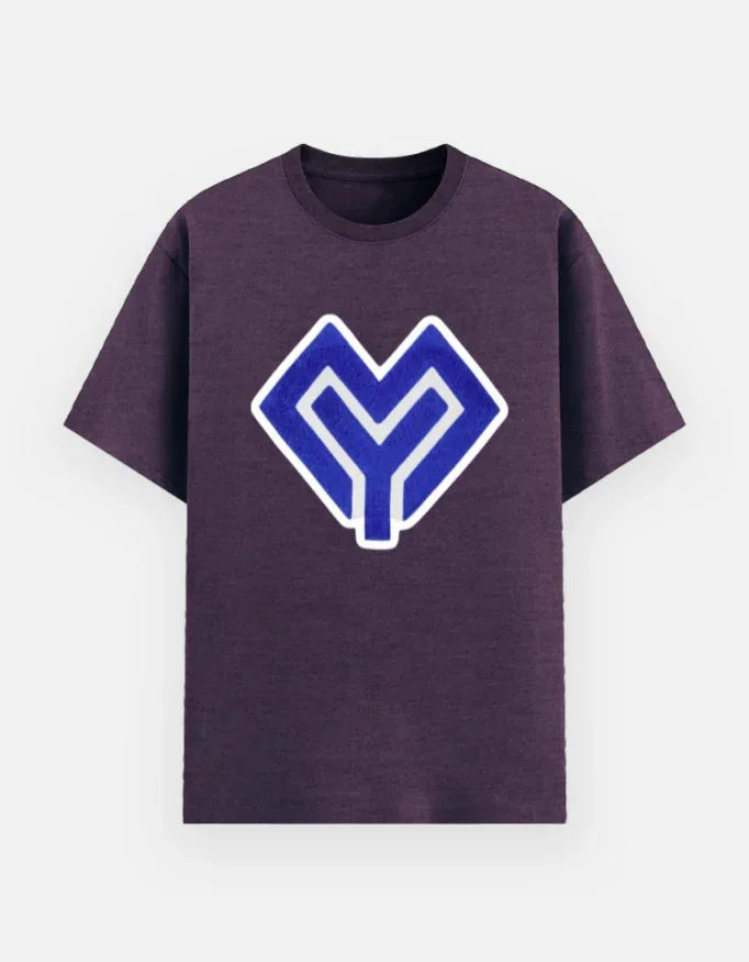 T-shirt with Purple Y-Heart Logo - VIVA ENTERPRISES 
