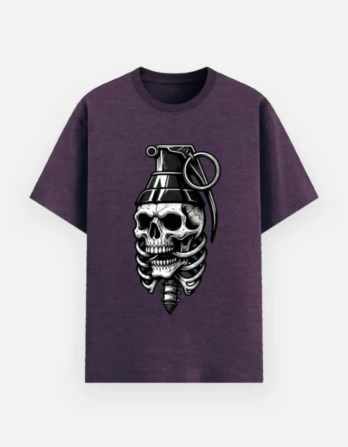 Grenade Skull & Ribcage Graphic T-Shirt - VIVA ENTERPRISES 
