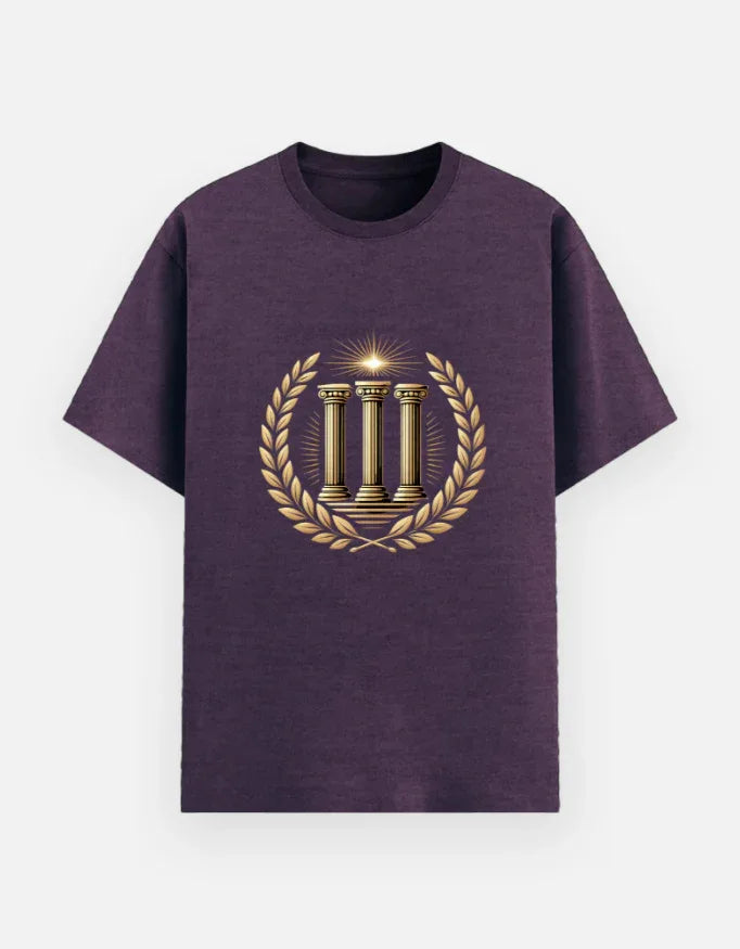 Golden Laurel Wreath & Pillars Graphic T-Shirt - VIVA ENTERPRISES 