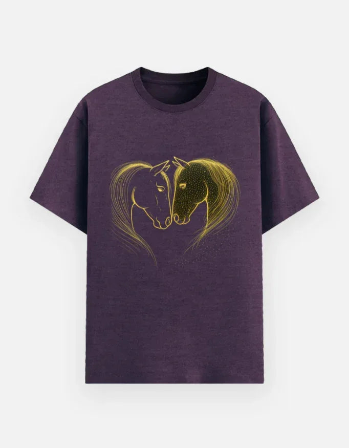 Horse Printed Basic T-Shirt - VIVA ENTERPRISES 