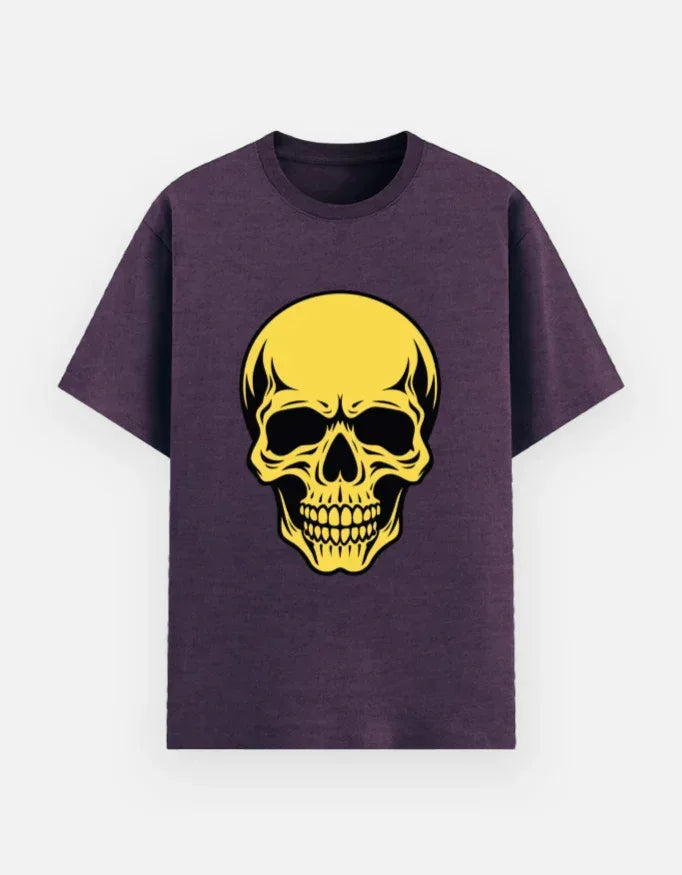 Vibrant Yellow and Skull Art Tee - VIVA ENTERPRISES 