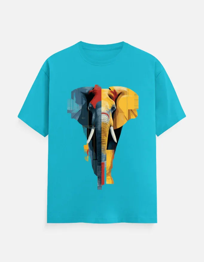 Abstract Geometric Elephant Graphic T-Shirt - VIVA ENTERPRISES 