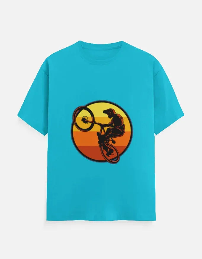 Mountain Biking Graphic T-Shirt | Sunset MTB Silhouette Tee - VIVA ENTERPRISES 