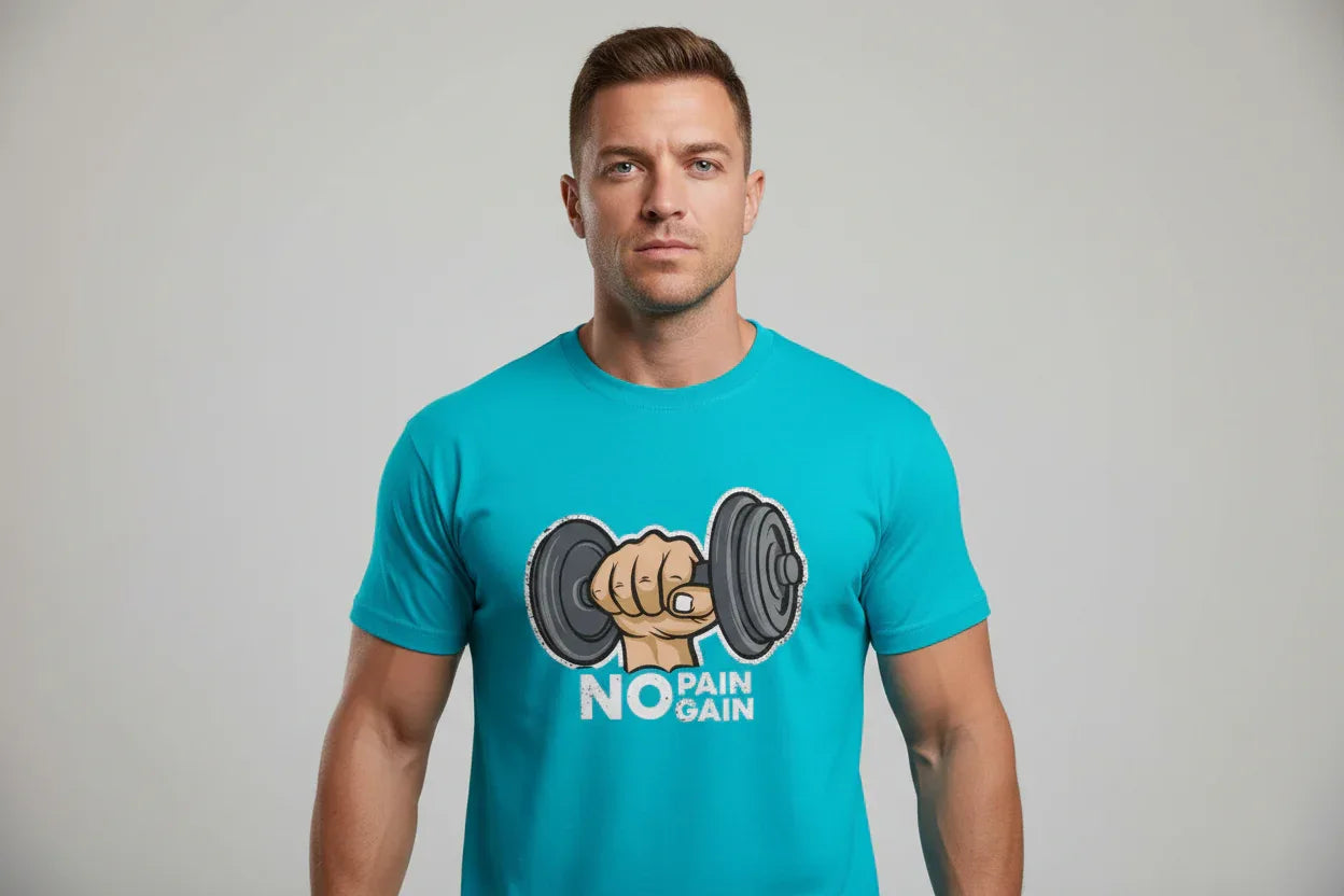 No Pain No Gain Dumbbell T-Shirt - VIVA ENTERPRISES 
