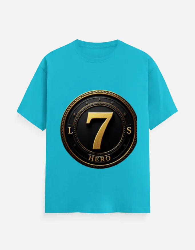 Legendary Number 7 Gold Emblem Print T-Shirt - VIVA ENTERPRISES 