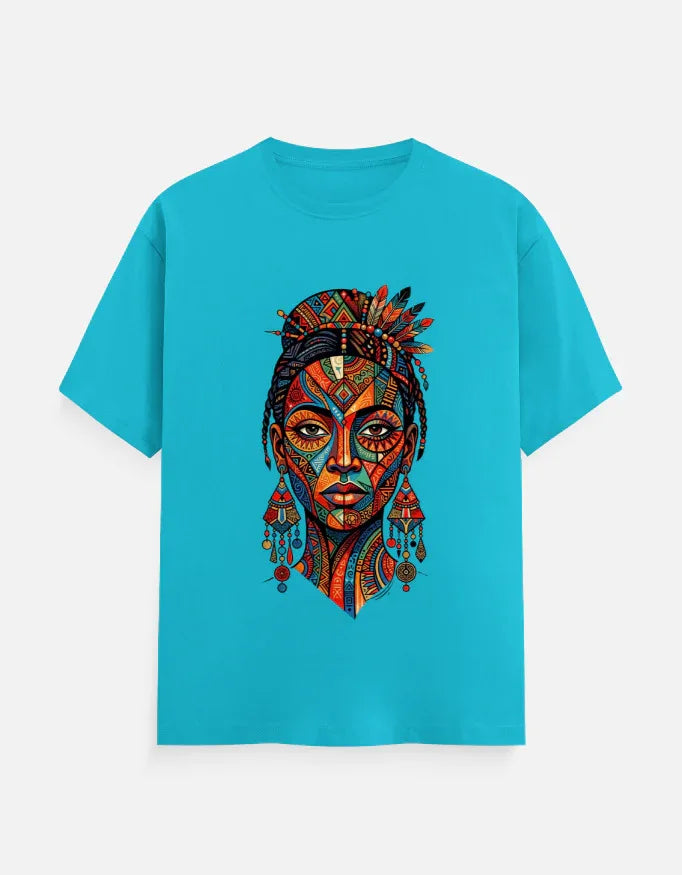 Vibrant Tribal Woman Portrait Graphic T-Shirt - VIVA ENTERPRISES 