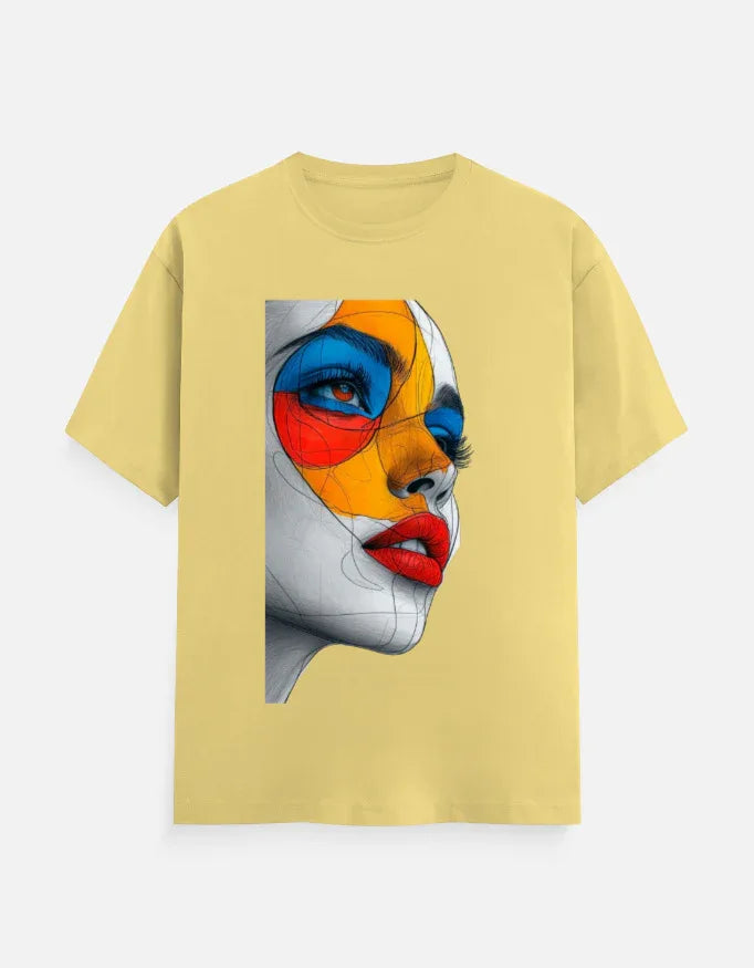 Abstract Color Face Graphic Printed MULTICOLOUR T-Shirt - VIVA ENTERPRISES 