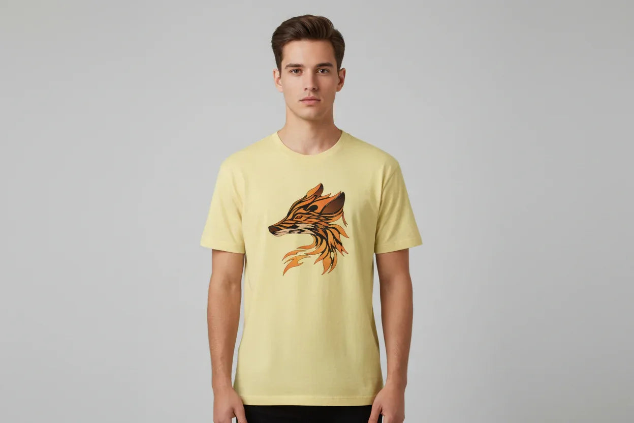 Flaming Fox Head T-Shirt Design - VIVA ENTERPRISES 