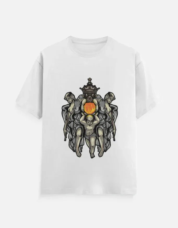 Crowned Figures Celestial Art T-Shirt | Unique Graphic Tee - VIVA ENTERPRISES 