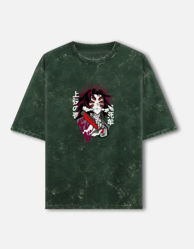 Kokushibo Upper Rank One Demon Slayer Acid Wash T-Shirt - VIVA ENTERPRISES 