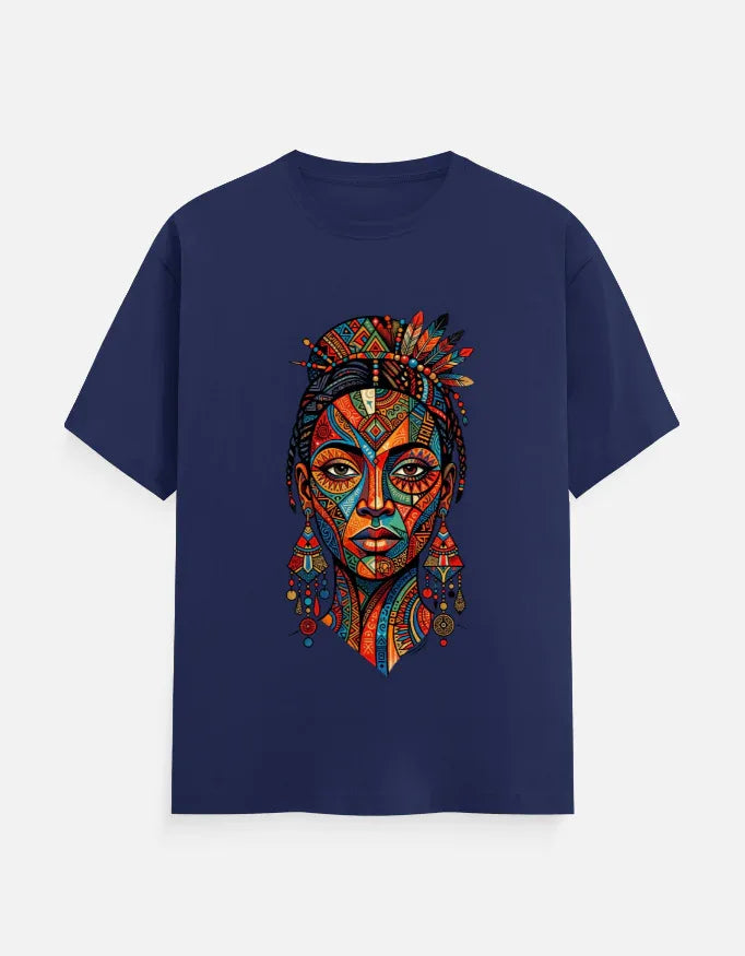 Vibrant Tribal Woman Portrait Graphic T-Shirt - VIVA ENTERPRISES 