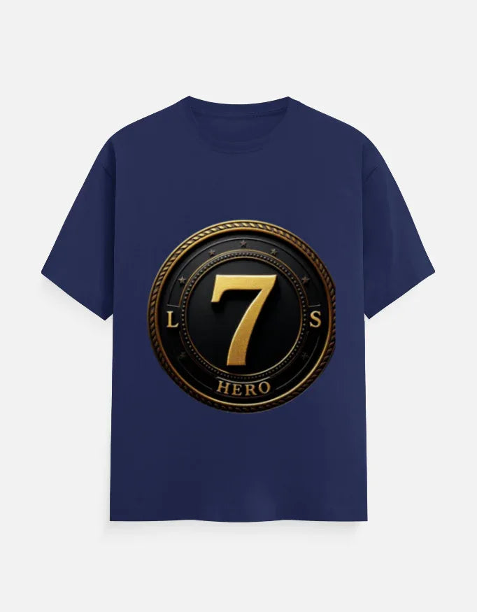 Legendary Number 7 Gold Emblem Print T-Shirt - VIVA ENTERPRISES 