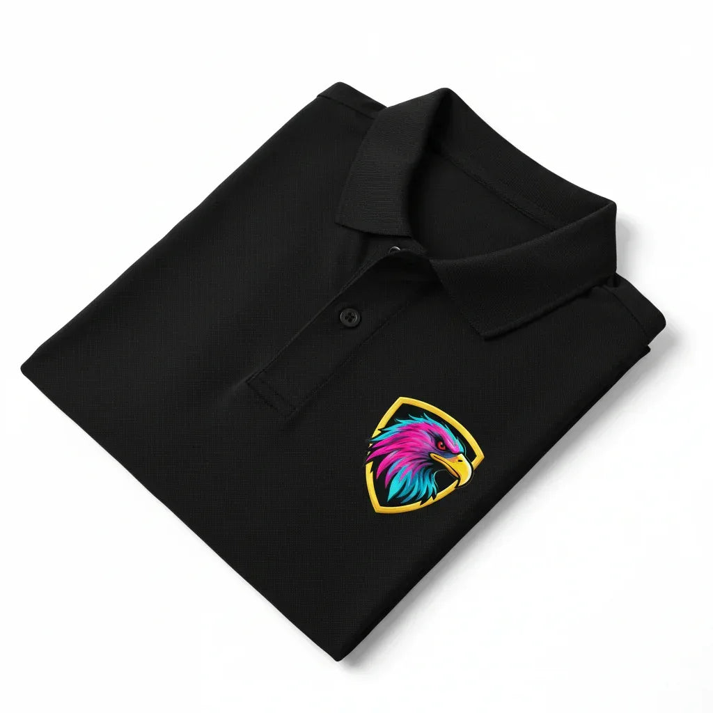 Black Polo with Neon Eagle Logo - VIVA ENTERPRISES 