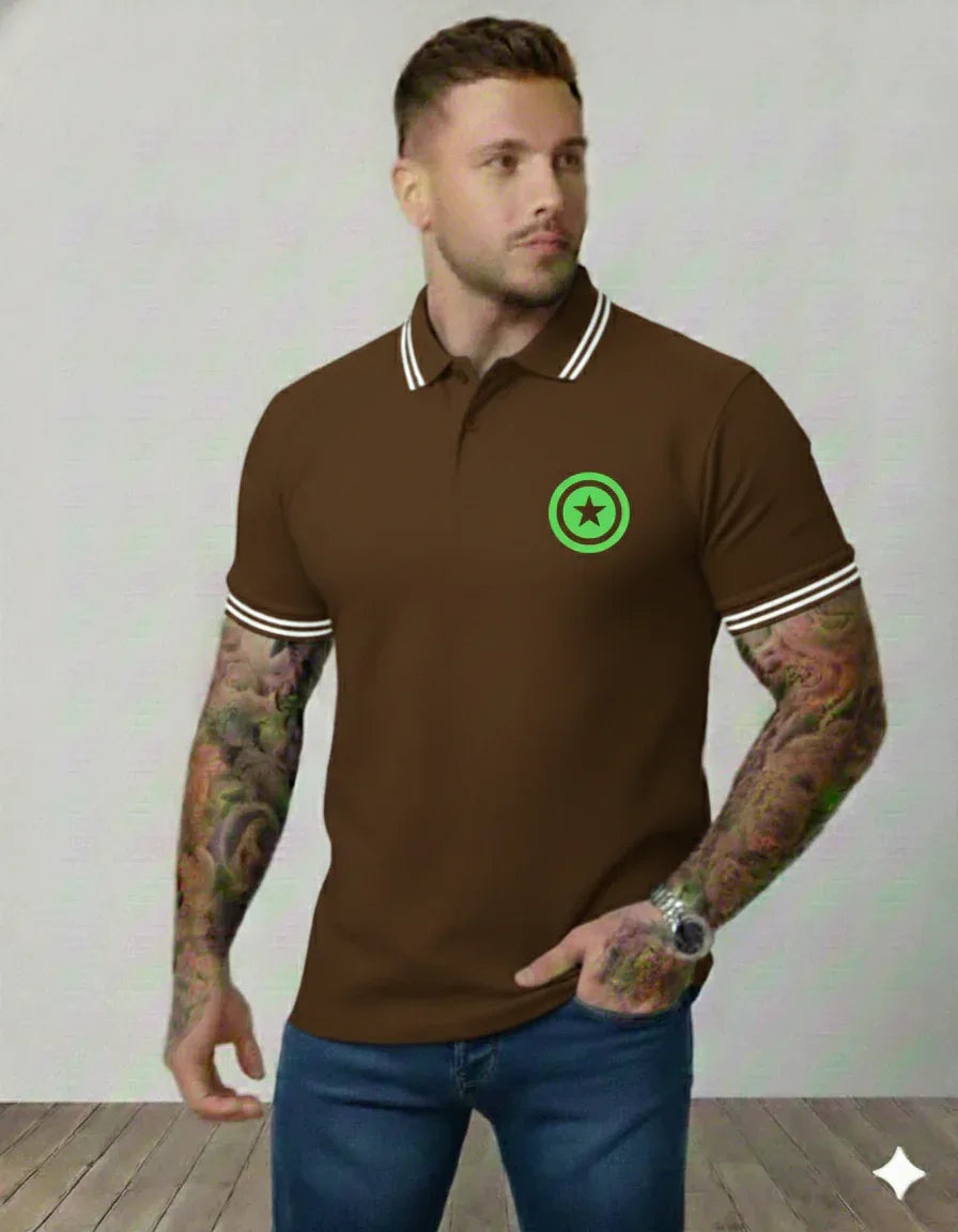Men’s Black Polo Shirt with Blue Nautical Anchor Premium - VIVA ENTERPRISES 