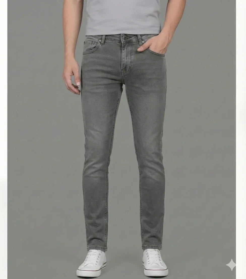 Essential Slim-Fit Light Wash Grey Jeans - VIVA ENTERPRISES 