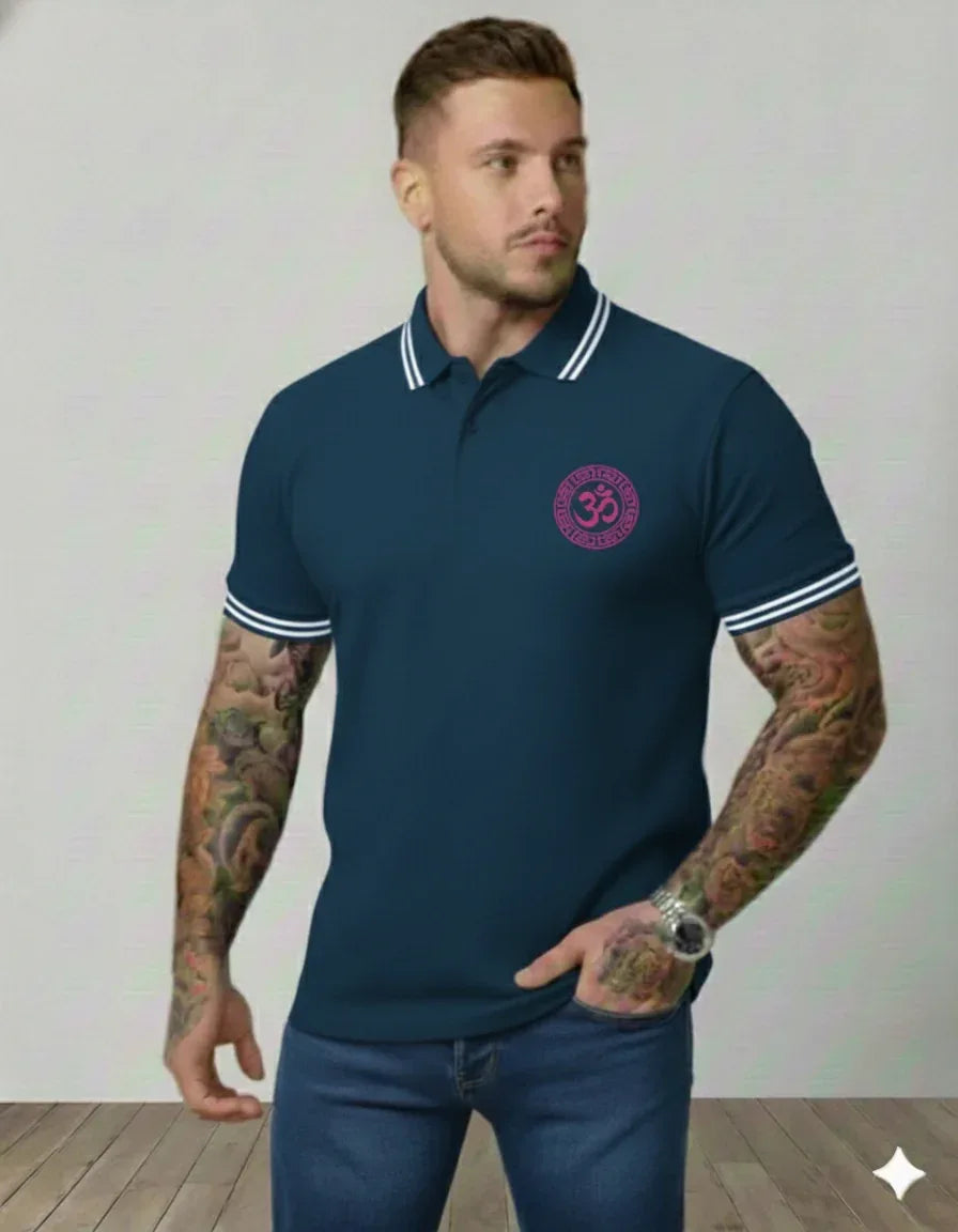 The Zen Om Emblem Polo – Pink and Black Premium - VIVA ENTERPRISES 