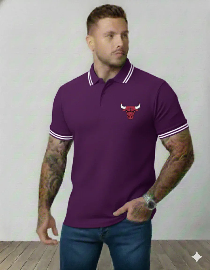 The Crimson Charging Bull Polo – Red & Black Premium - VIVA ENTERPRISES 