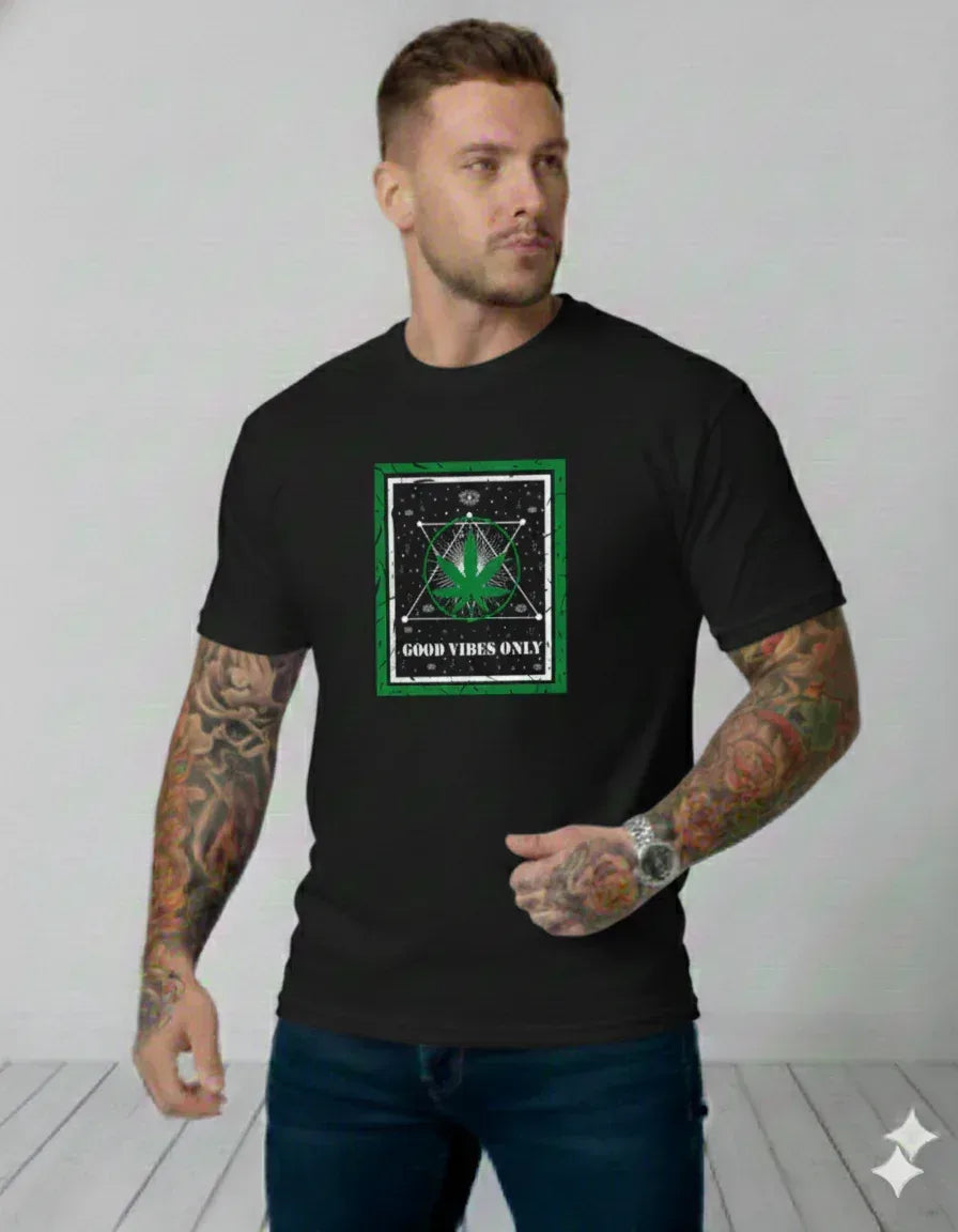 Good Vibes Only Graphic Printed Black T-Shirt – Unisex Cotton Tee - VIVA ENTERPRISES 