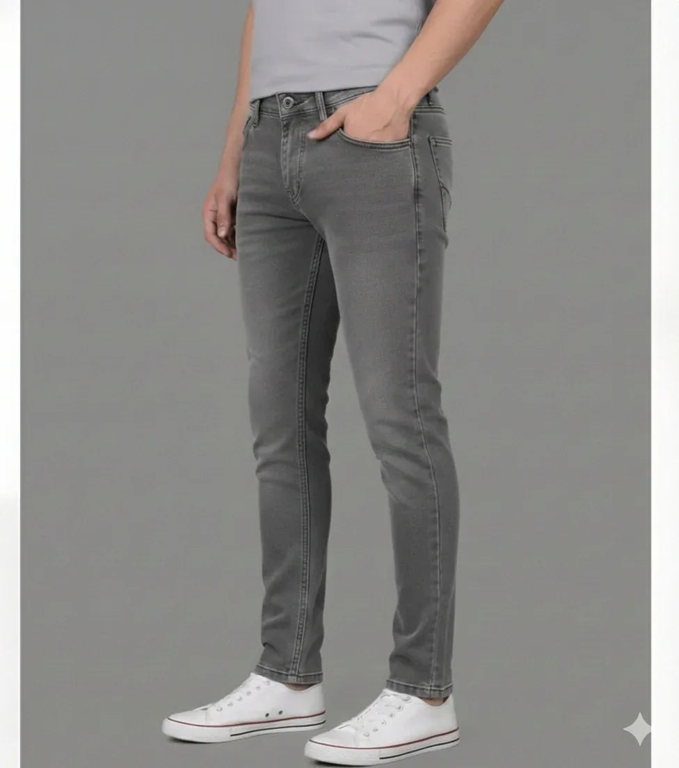 Essential Slim-Fit Light Wash Grey Jeans - VIVA ENTERPRISES 