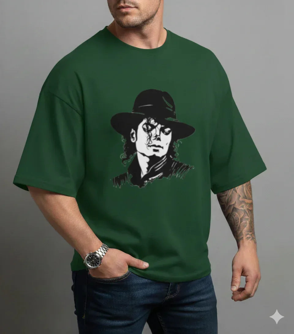 Red T-shirt with Michael Jackson Fedora Design - VIVA ENTERPRISES 