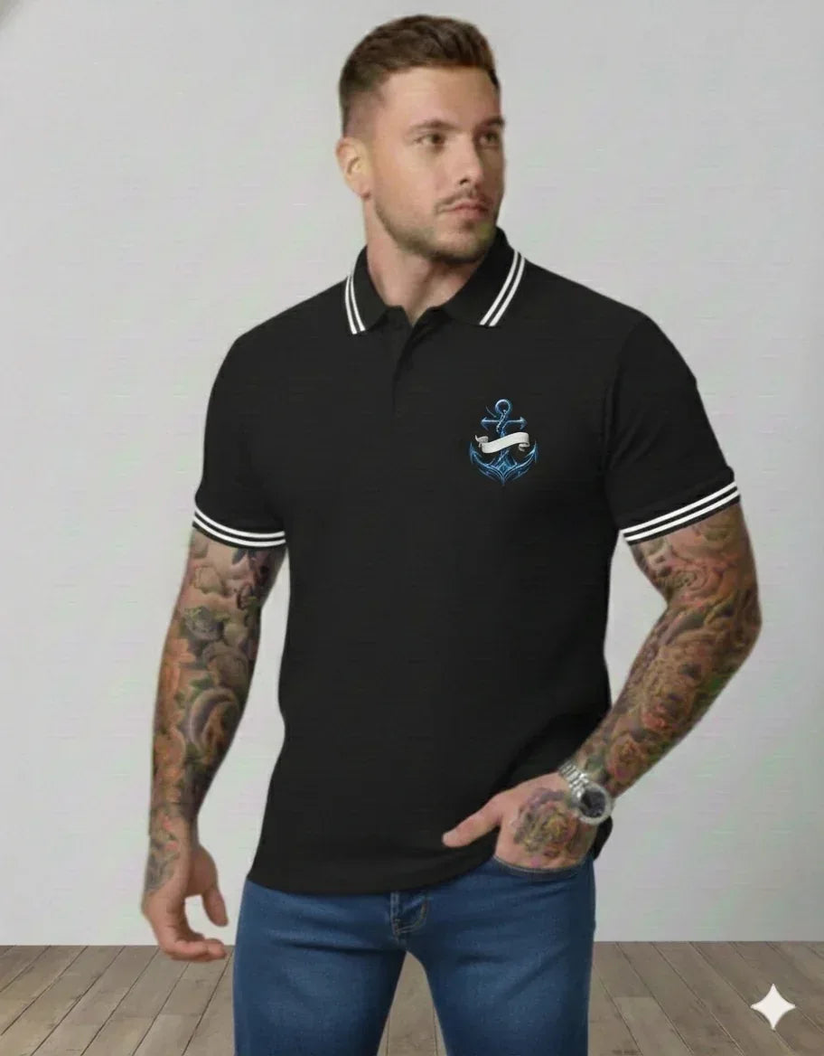 Men's Polo Anchor Graphic Polo Shirt - VIVA ENTERPRISES 