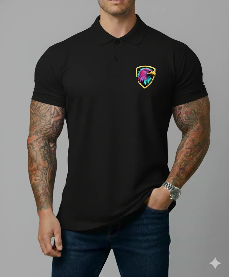 Black Polo with Neon Eagle Logo - VIVA ENTERPRISES 