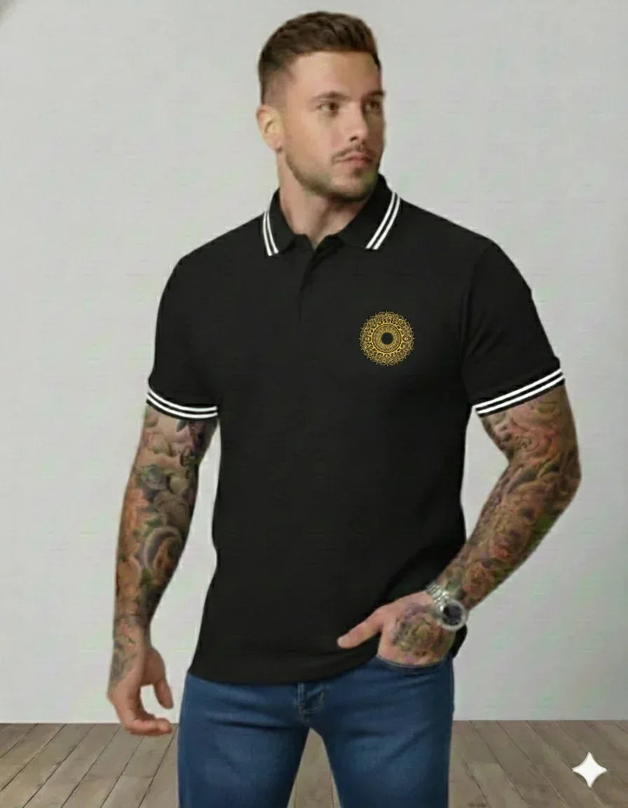 The Golden Zenith Polo - Intricate Circular Pattern - VIVA ENTERPRISES 