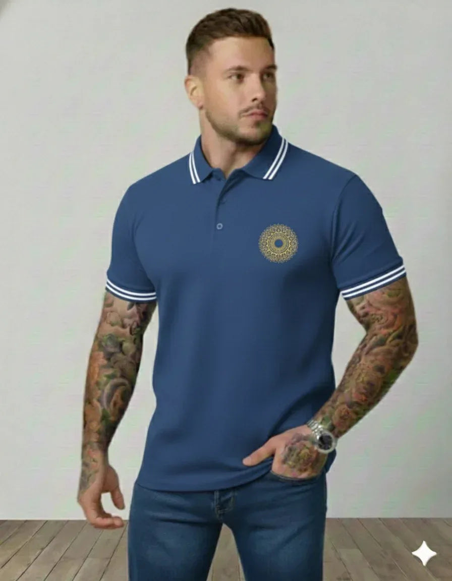 The Golden Zenith Polo - Intricate Circular Pattern - VIVA ENTERPRISES 