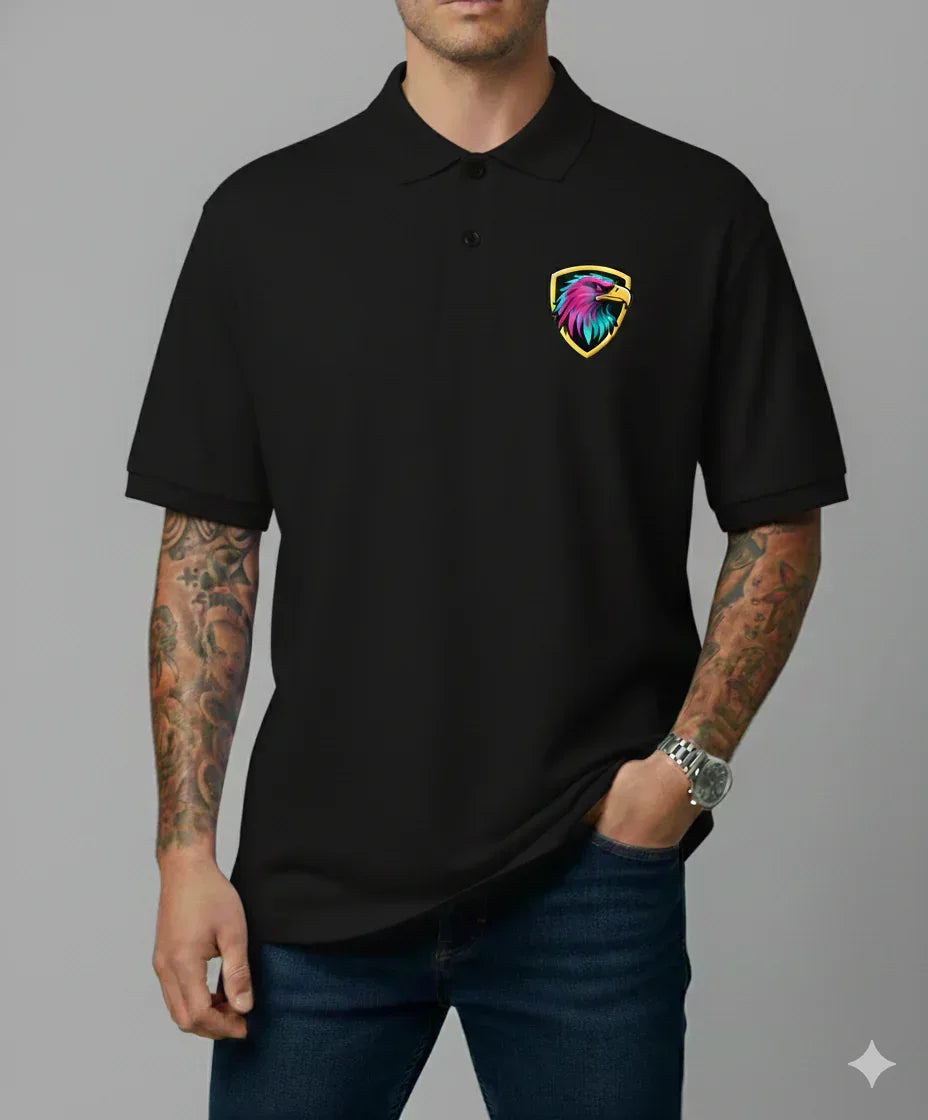 Black Polo with Neon Eagle Logo - VIVA ENTERPRISES 