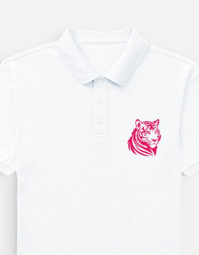 Men’s Black Polo Shirt with Pink Tiger Head Silhouette - VIVA ENTERPRISES 