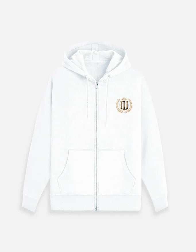 Premium Black Zip-Up Hoodie with Golden Wreath Emblem - VIVA ENTERPRISES 