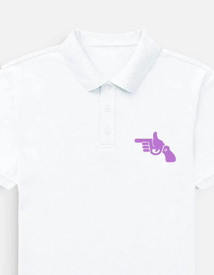 Men's Polo Shirt with Purple Finger Gun Hand Graphic Premium - VIVA ENTERPRISES 