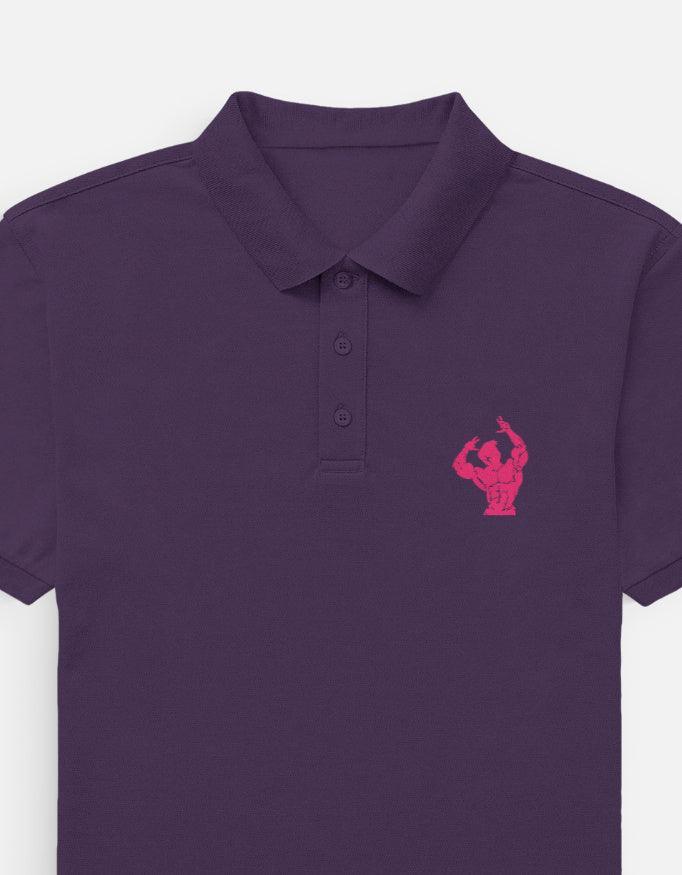 The Iron Aesthetic Polo – Pink Bodybuilder Graphic on Black - VIVA ENTERPRISES 