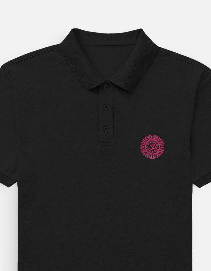 The Zen Om Emblem Polo – Pink and Black - VIVA ENTERPRISES 