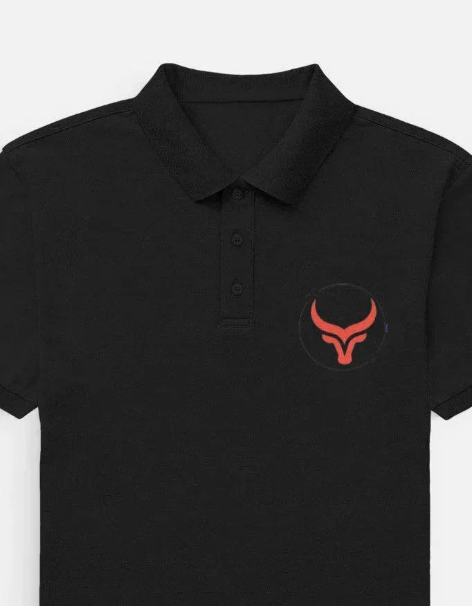 Men's Polo TShirt with Red Bull Head and Horns Graphic - VIVA ENTERPRISES 