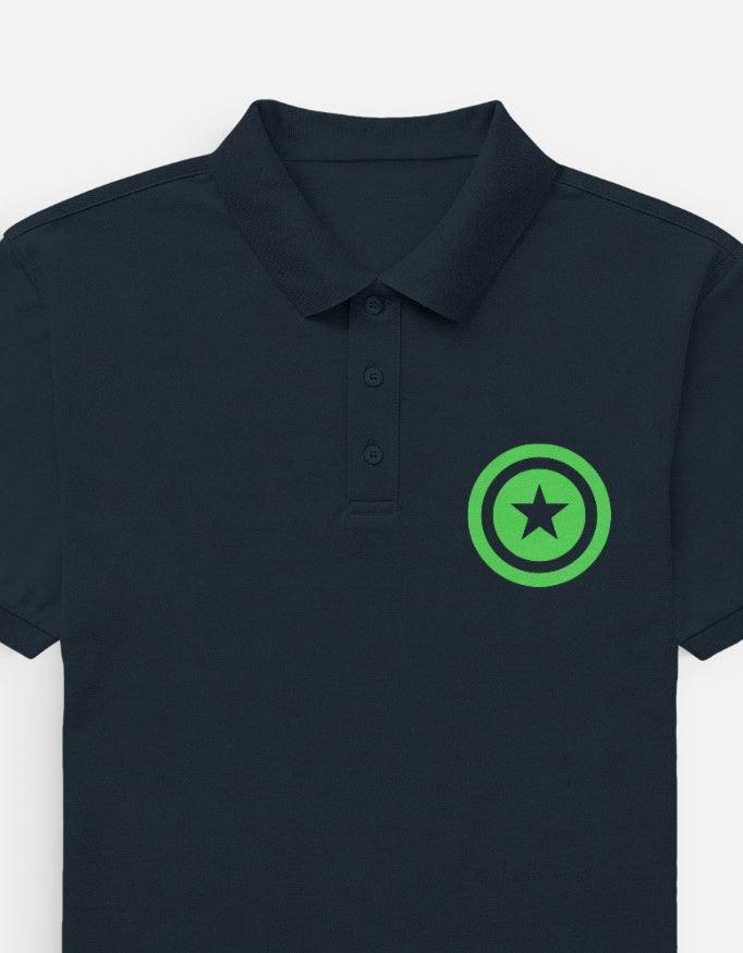 Men’s Black Polo Shirt with Blue Nautical Anchor - VIVA ENTERPRISES 