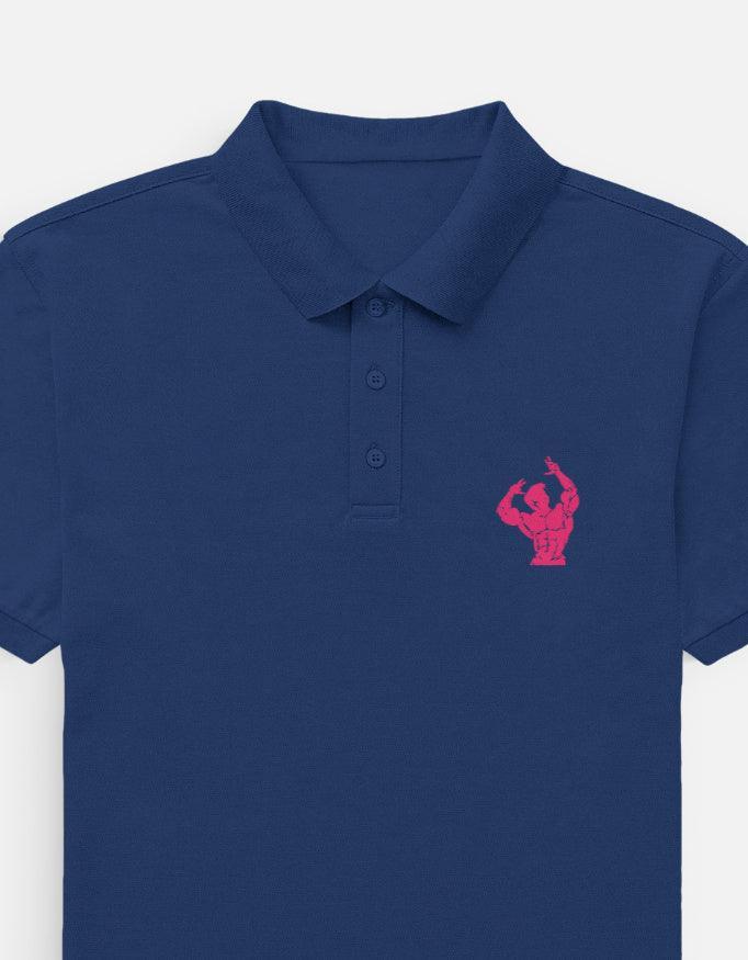 The Iron Aesthetic Polo – Pink Bodybuilder Graphic on Black - VIVA ENTERPRISES 